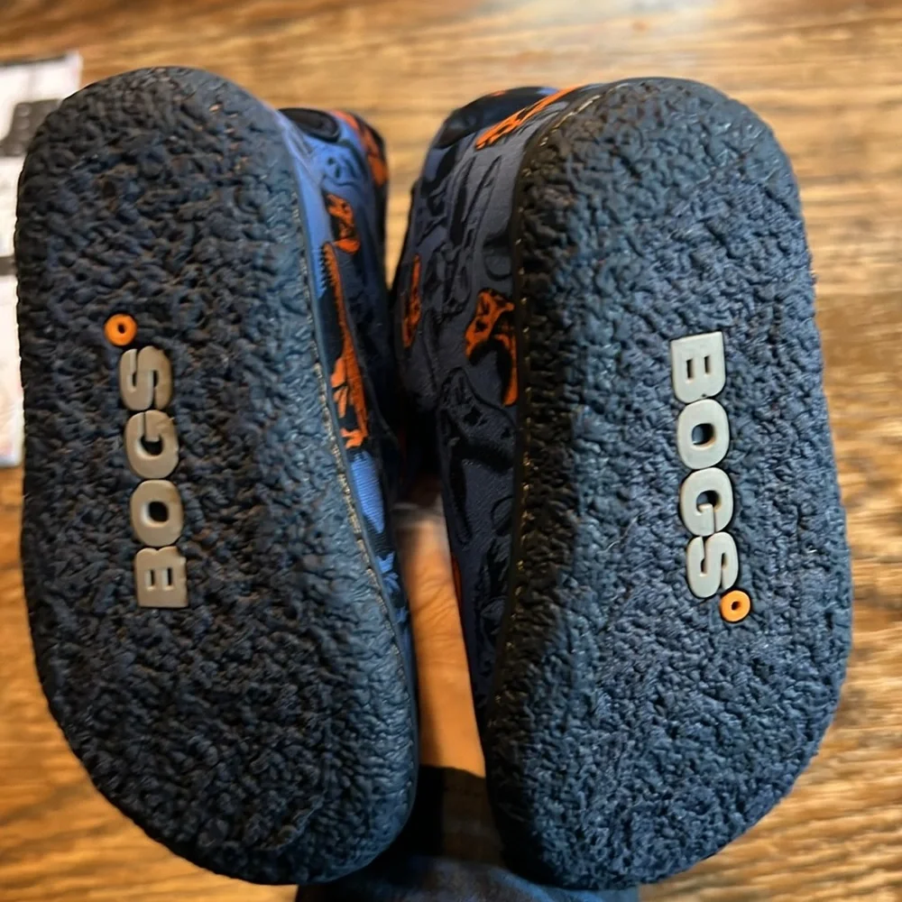 Bogs Kids Blue and Orange Dino Print Boots